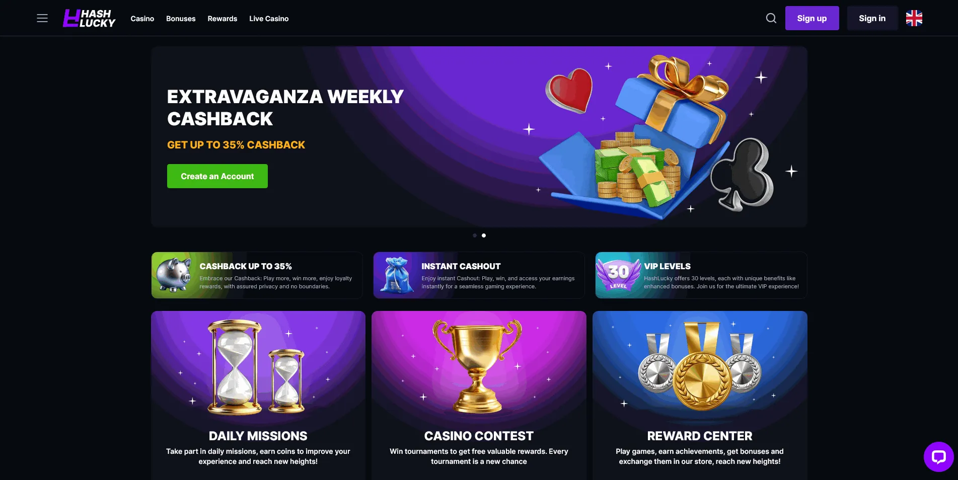 HashLucky casino offers HashLucky EU online casino homepage